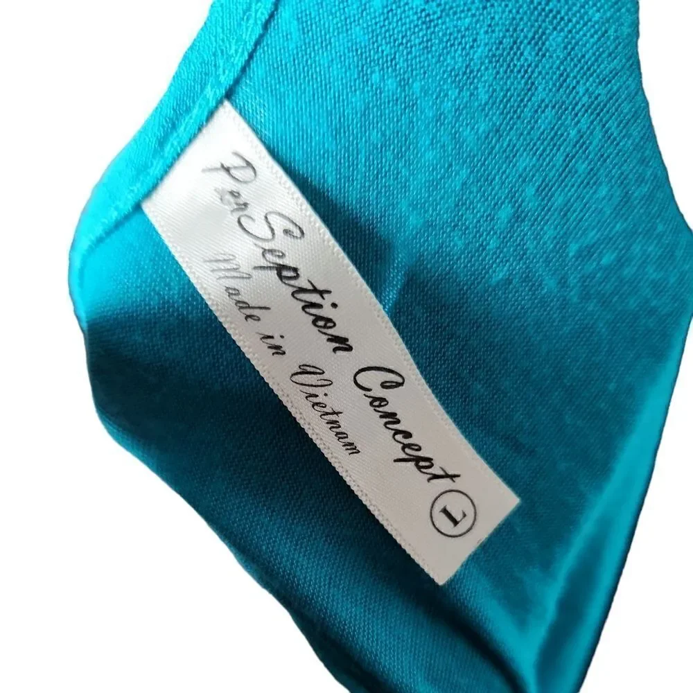 PerSeption Concept Tank Top Shirt Turquoise Blue Large V Neck Button Up - Picture 2 of 6